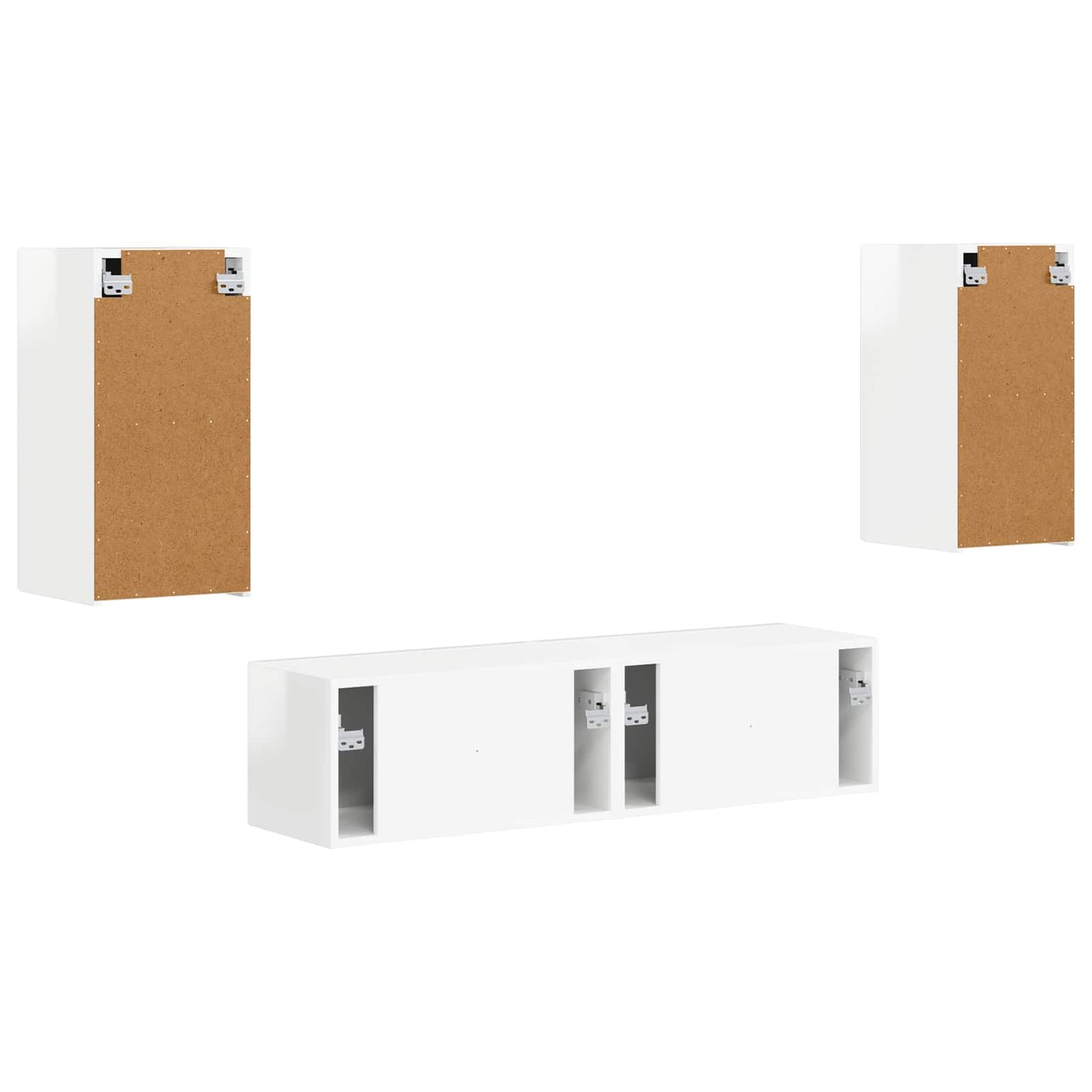 TV Cabinet Set 4 pcs High Gloss White Engineered Wood