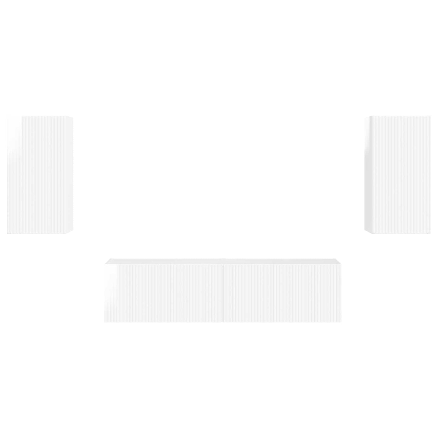 TV Cabinet Set 4 pcs High Gloss White Engineered Wood