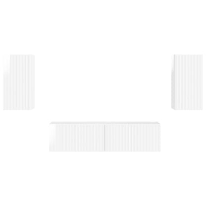 TV Cabinet Set 4 pcs High Gloss White Engineered Wood