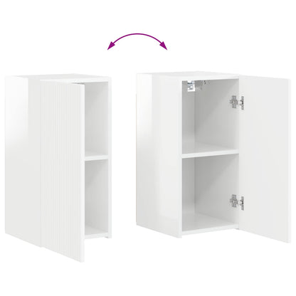 TV Cabinet Set 4 pcs High Gloss White Engineered Wood