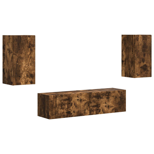 TV Cabinet Set 4 pcs Smoked Oak Engineered Wood