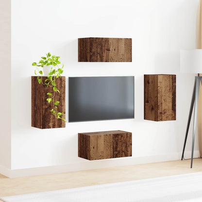 TV Cabinet Set 4 pcs Old Wood Engineered Wood