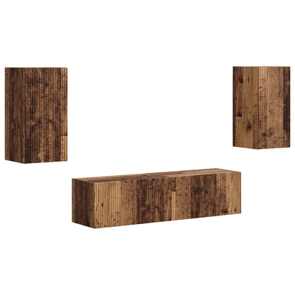 TV Cabinet Set 4 pcs Old Wood Engineered Wood