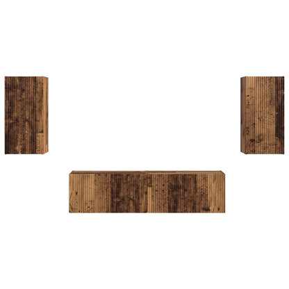 TV Cabinet Set 4 pcs Old Wood Engineered Wood