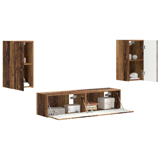 TV Cabinet Set 4 pcs Old Wood Engineered Wood
