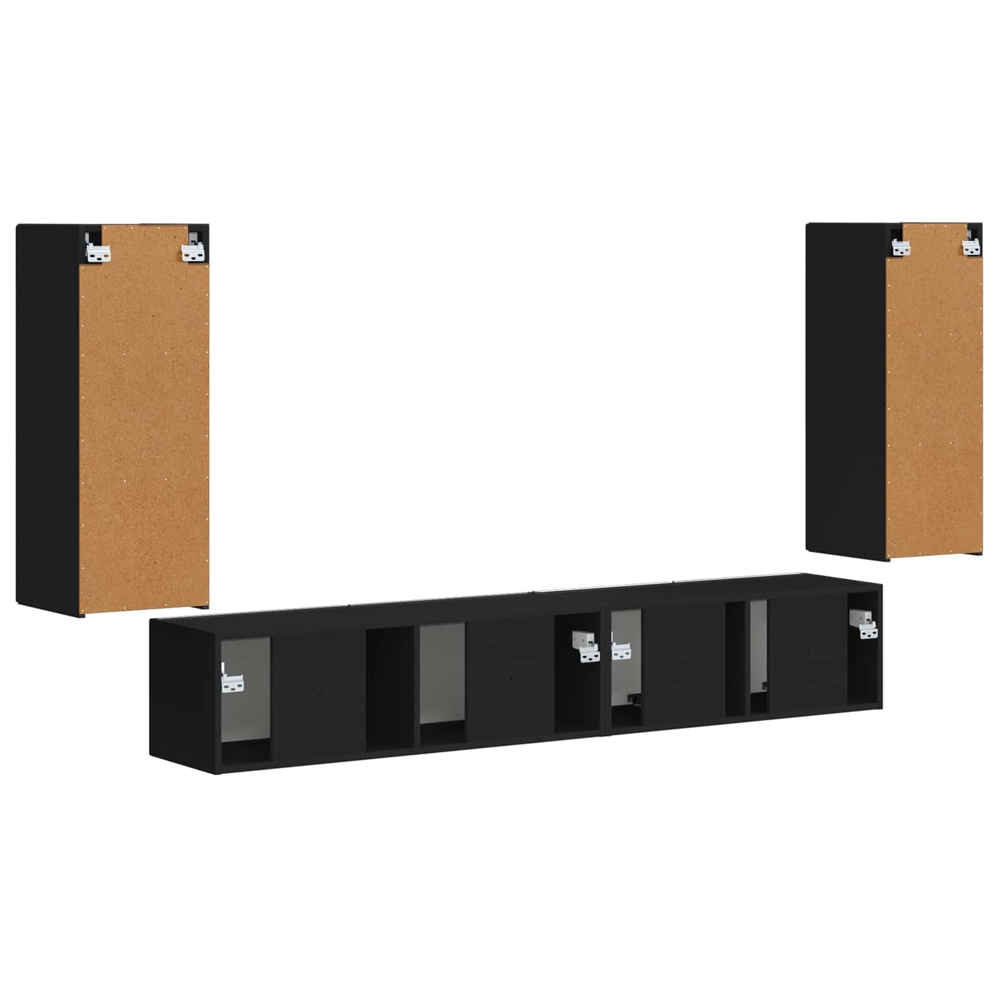 TV Cabinet Set 4 pcs Black Engineered Wood
