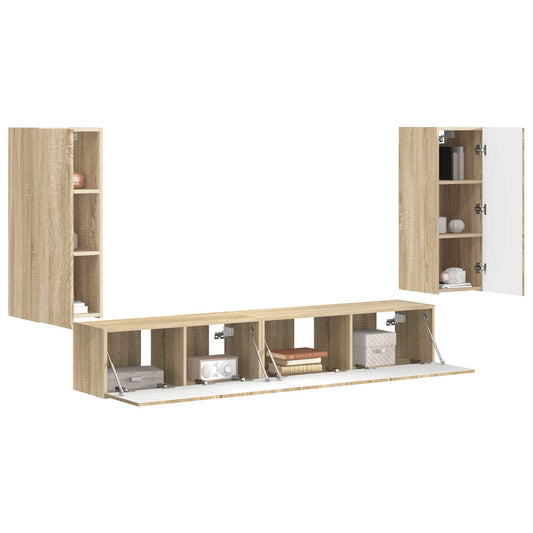 TV Cabinet Set 4 pcs Sonoma Oak Engineered Wood