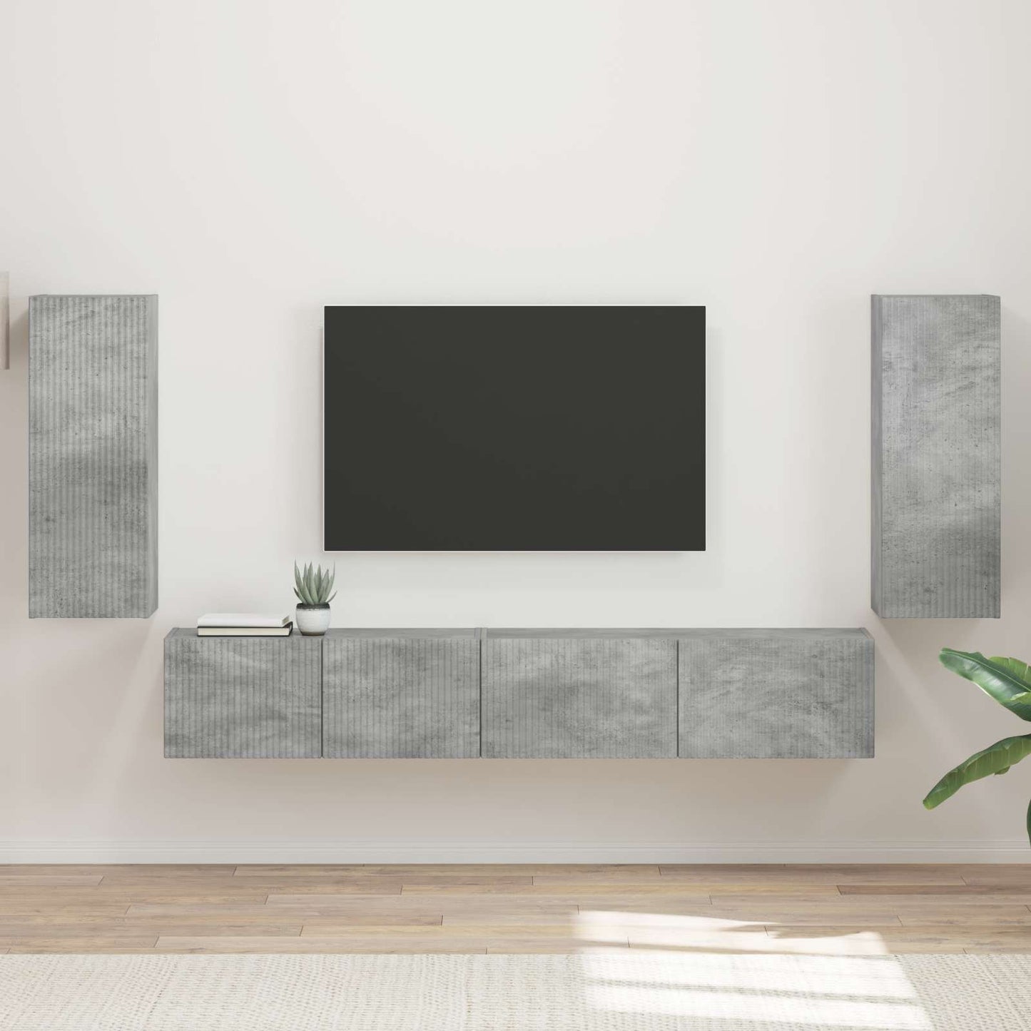 TV Cabinet Set 4 pcs Concrete Grey Engineered Wood