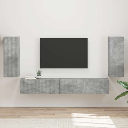 TV Cabinet Set 4 pcs Concrete Grey Engineered Wood