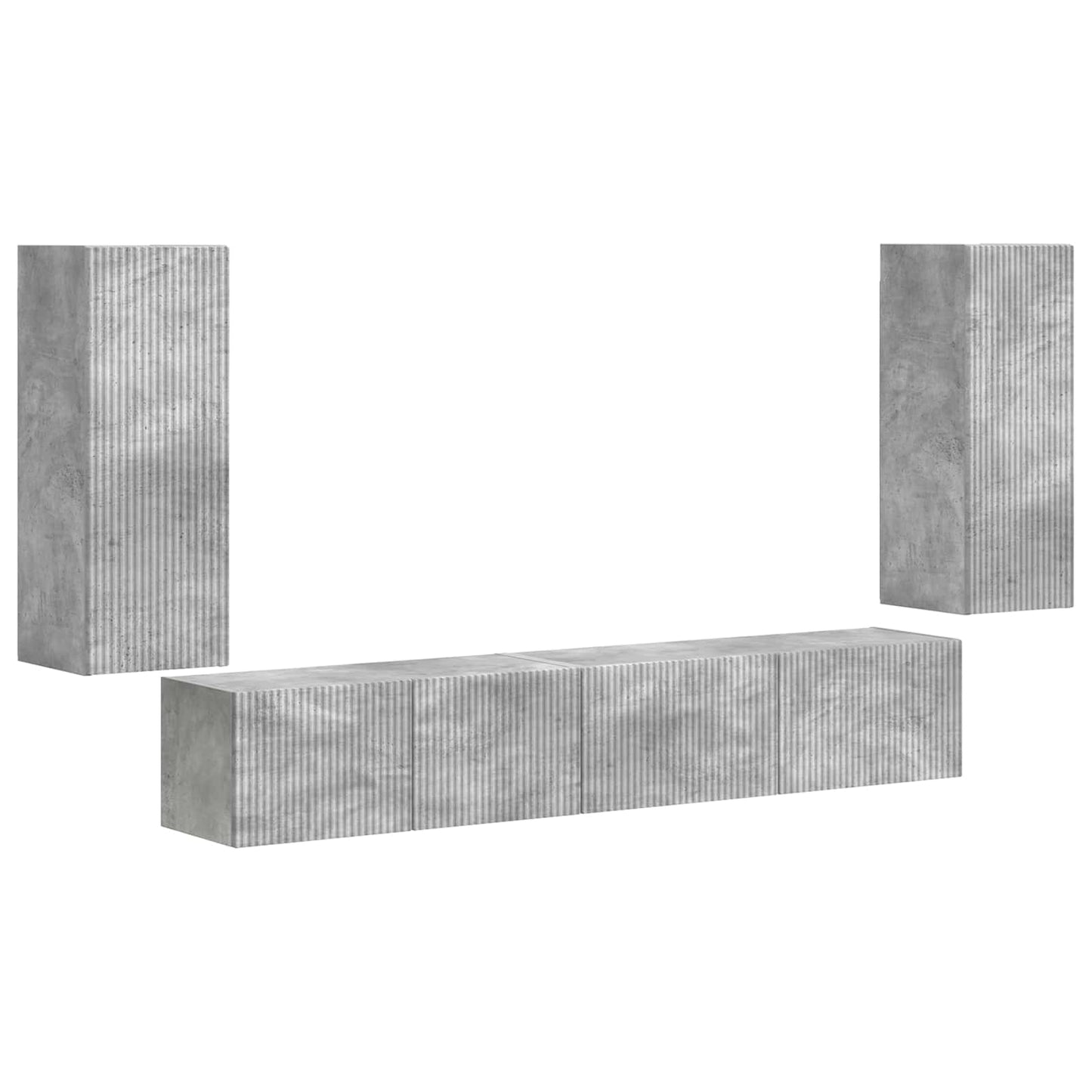 TV Cabinet Set 4 pcs Concrete Grey Engineered Wood
