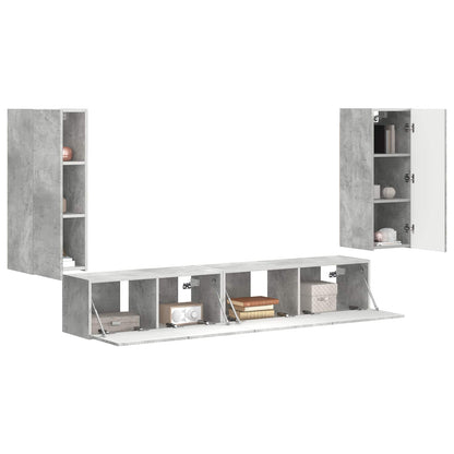 TV Cabinet Set 4 pcs Concrete Grey Engineered Wood