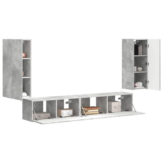 TV Cabinet Set 4 pcs Concrete Grey Engineered Wood