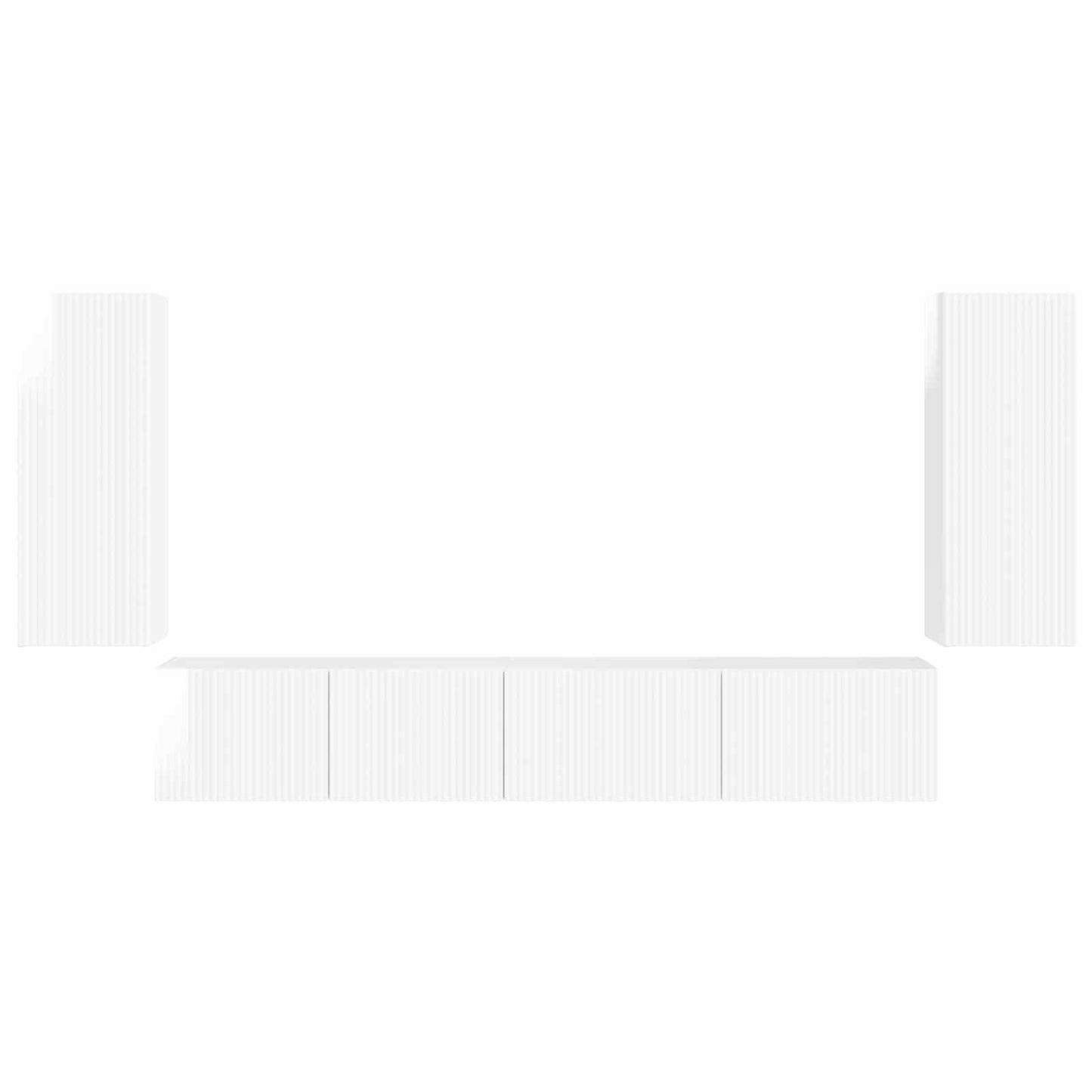 TV Cabinet Set 4 pcs High Gloss White Engineered Wood