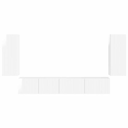 TV Cabinet Set 4 pcs High Gloss White Engineered Wood