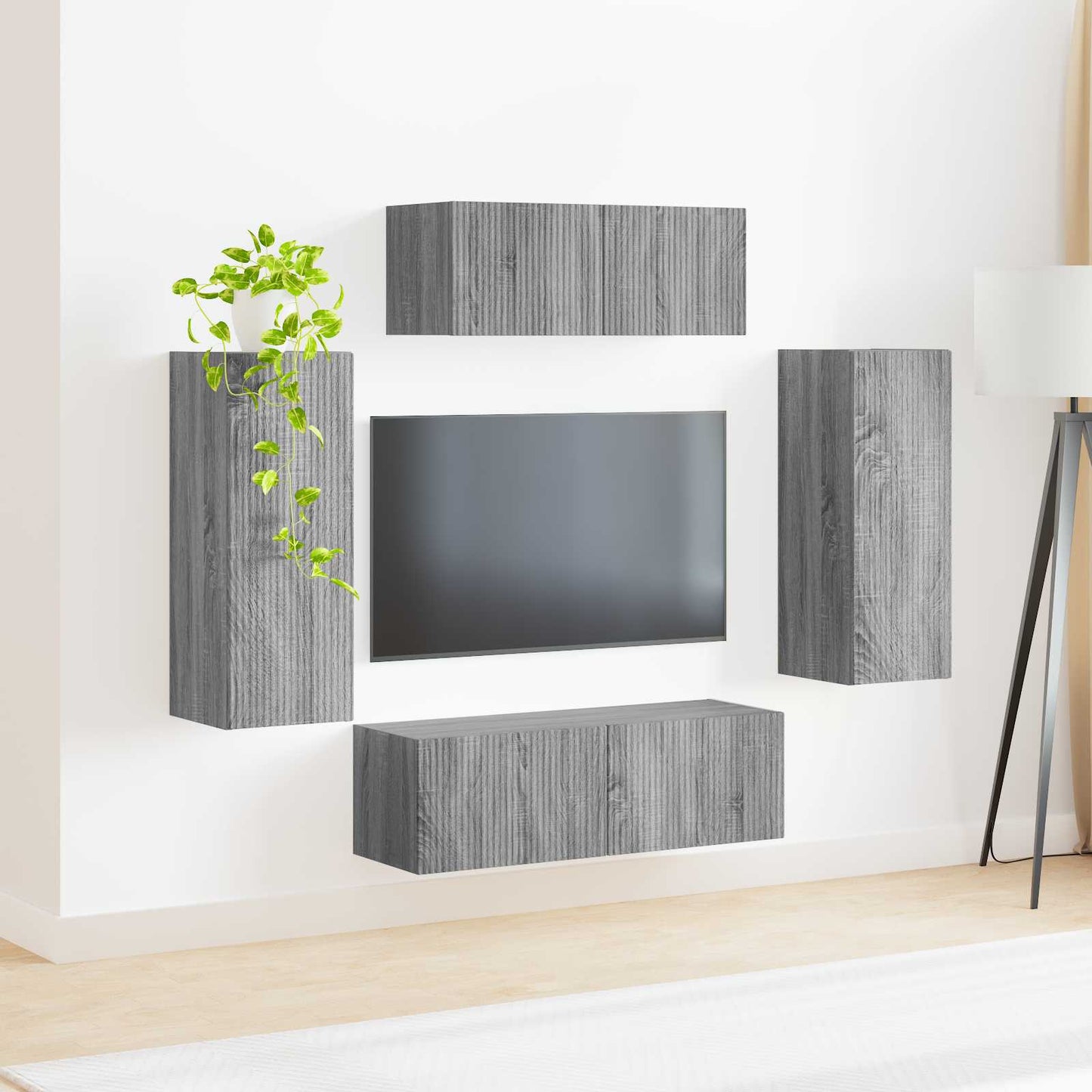 TV Cabinet Set 4 pcs Grey Sonoma Engineered Wood