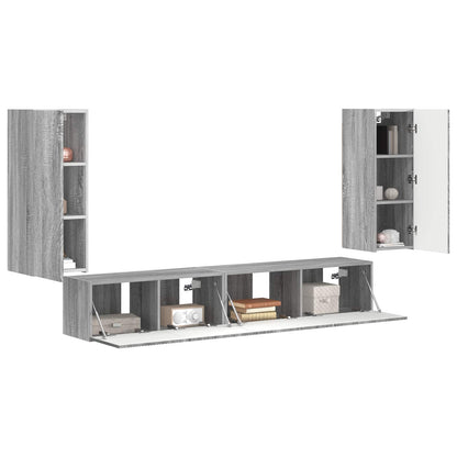 TV Cabinet Set 4 pcs Grey Sonoma Engineered Wood