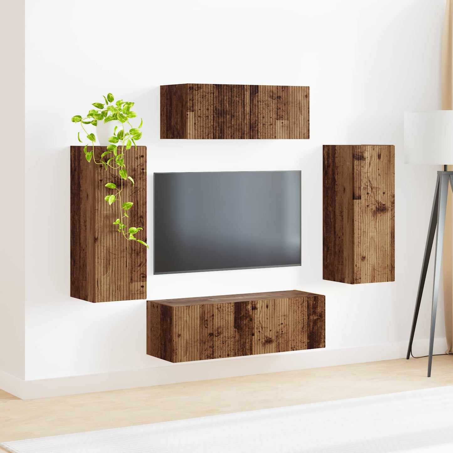 TV Cabinet Set 4 pcs Old Wood Engineered Wood