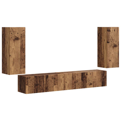 TV Cabinet Set 4 pcs Old Wood Engineered Wood