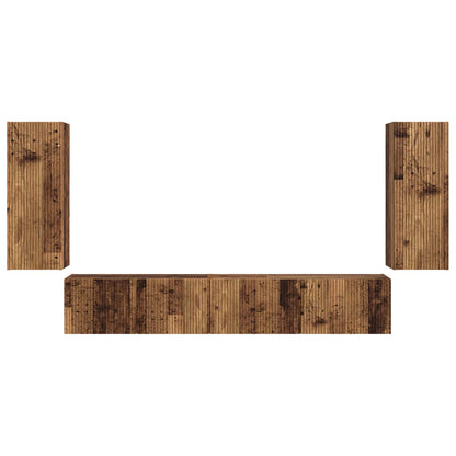 TV Cabinet Set 4 pcs Old Wood Engineered Wood