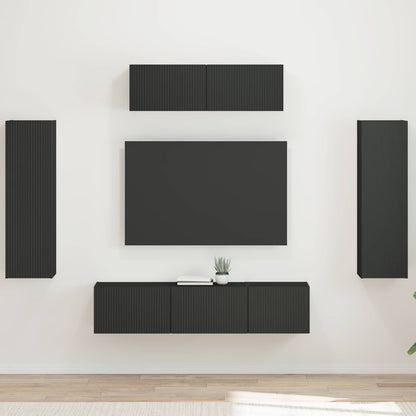 TV Cabinet 5 pcs Black