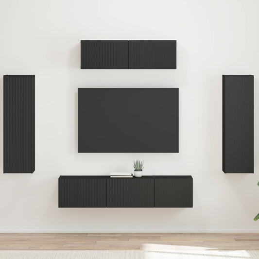 TV Cabinet 5 pcs Black