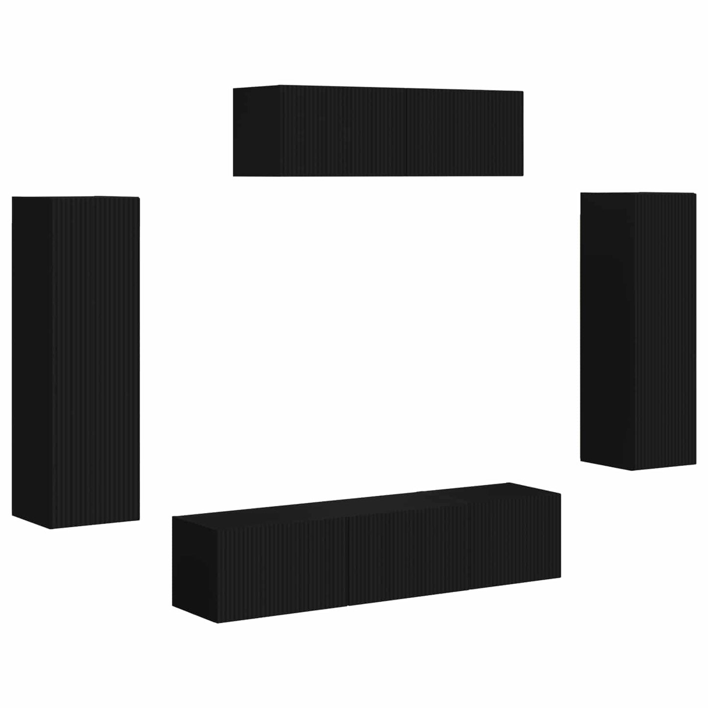 TV Cabinet 5 pcs Black
