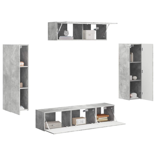 TV Cabinet 5 pcs Concrete Grey