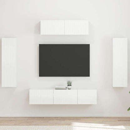 TV Cabinet 5 pcs High Gloss White