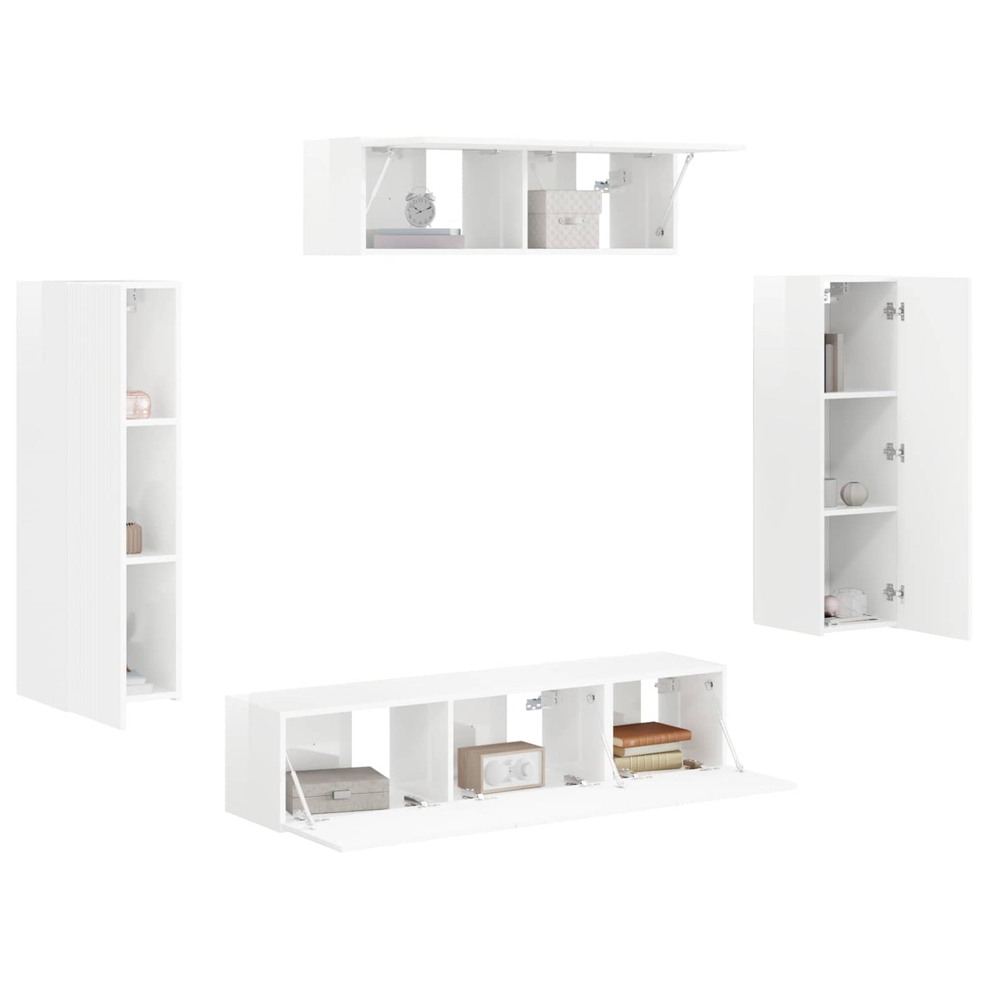 TV Cabinet 5 pcs High Gloss White