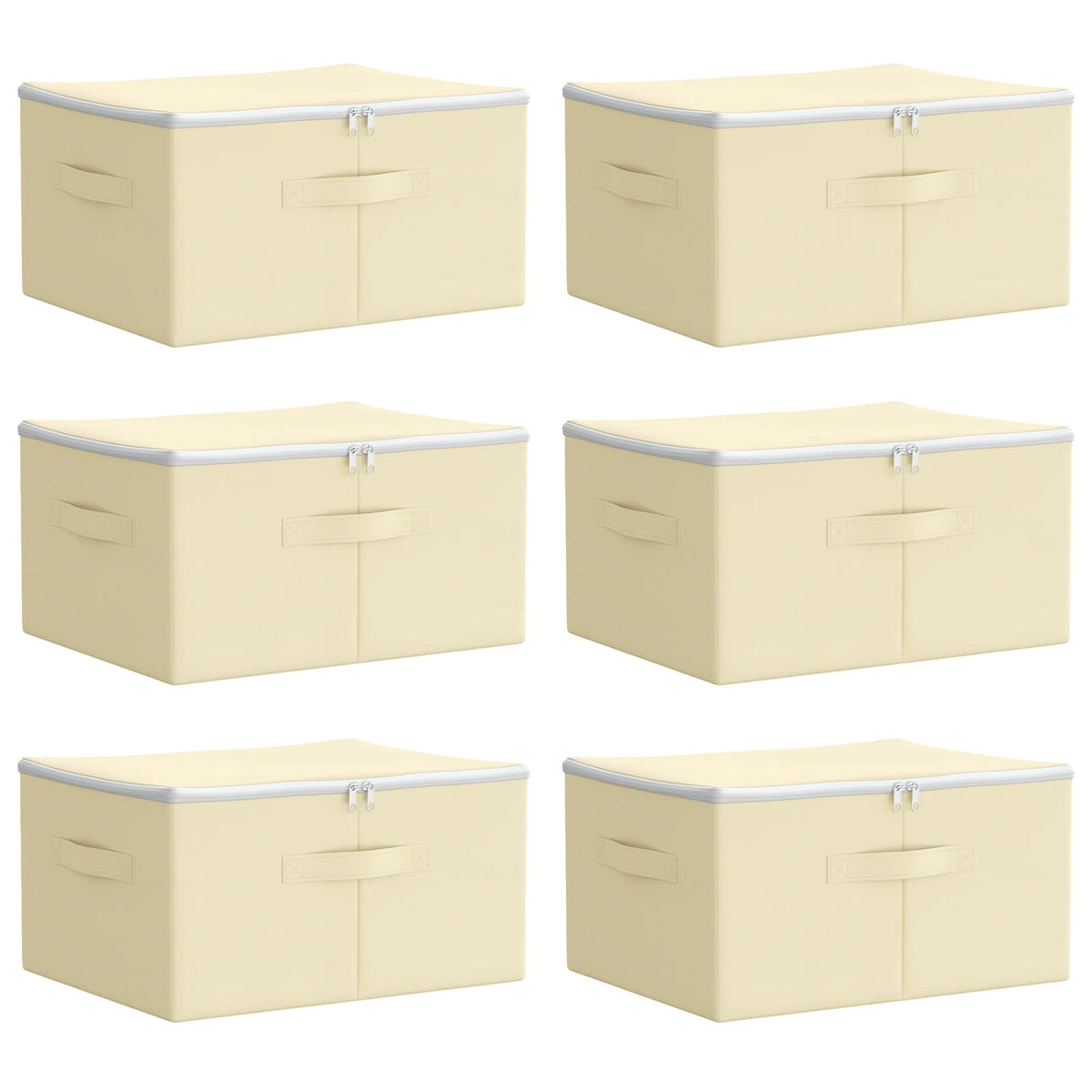 Storage Box 6 pcs Non-woven fabric 50 x 30 x 25 cm 37.5 L Cream