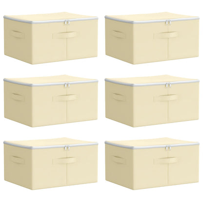 Storage Box 6 pcs Non-woven fabric 50 x 30 x 25 cm 37.5 L Cream