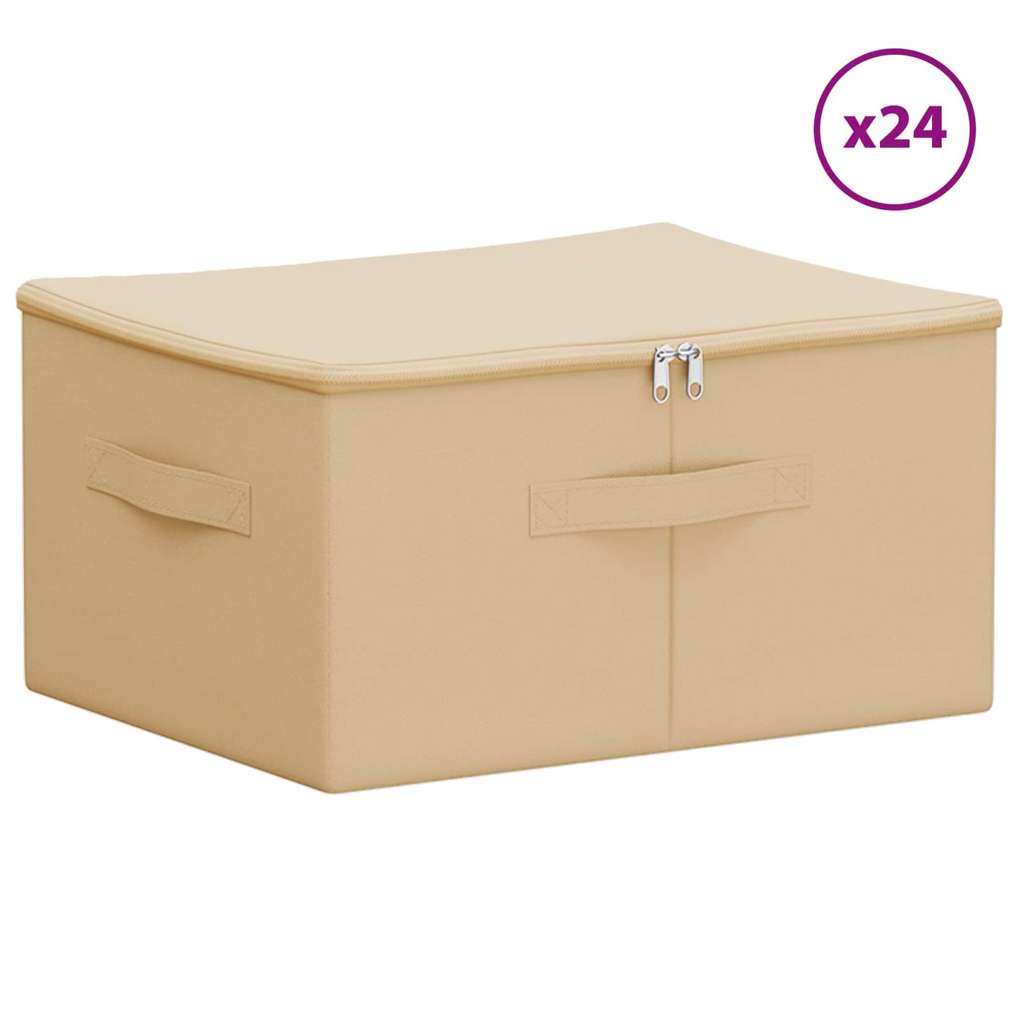 Storage Box 24 pcs Cream 50 x 30 x 25 cm Non-woven fabric