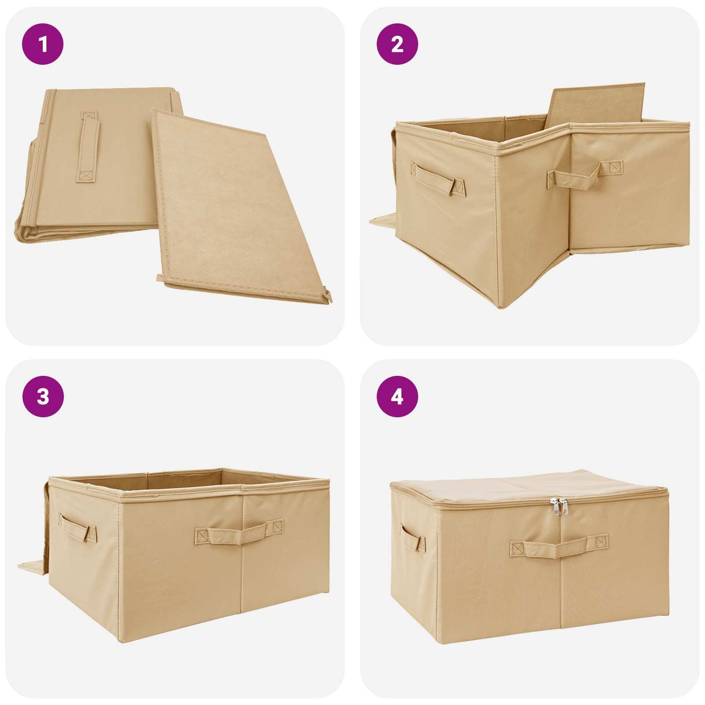 Storage Box 2 pcs Cream 55 x 35 x 32 cm Non-woven fabric