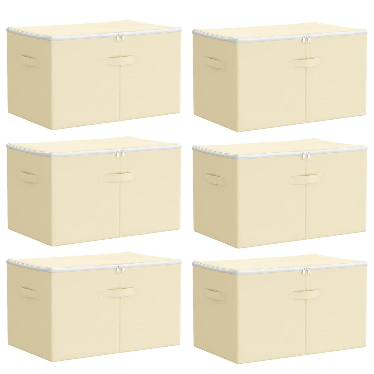 Storage Box 6 pcs Non-woven fabric 60 x 43 x 35 cm 90.3 L Cream