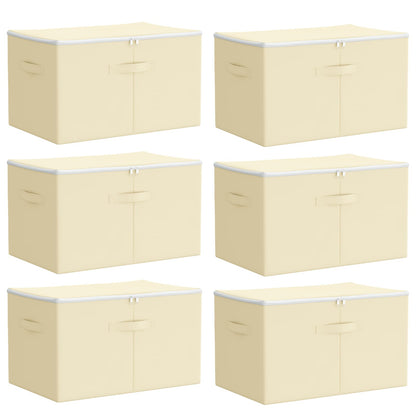 Storage Box 6 pcs Non-woven fabric 60 x 43 x 35 cm 90.3 L Cream