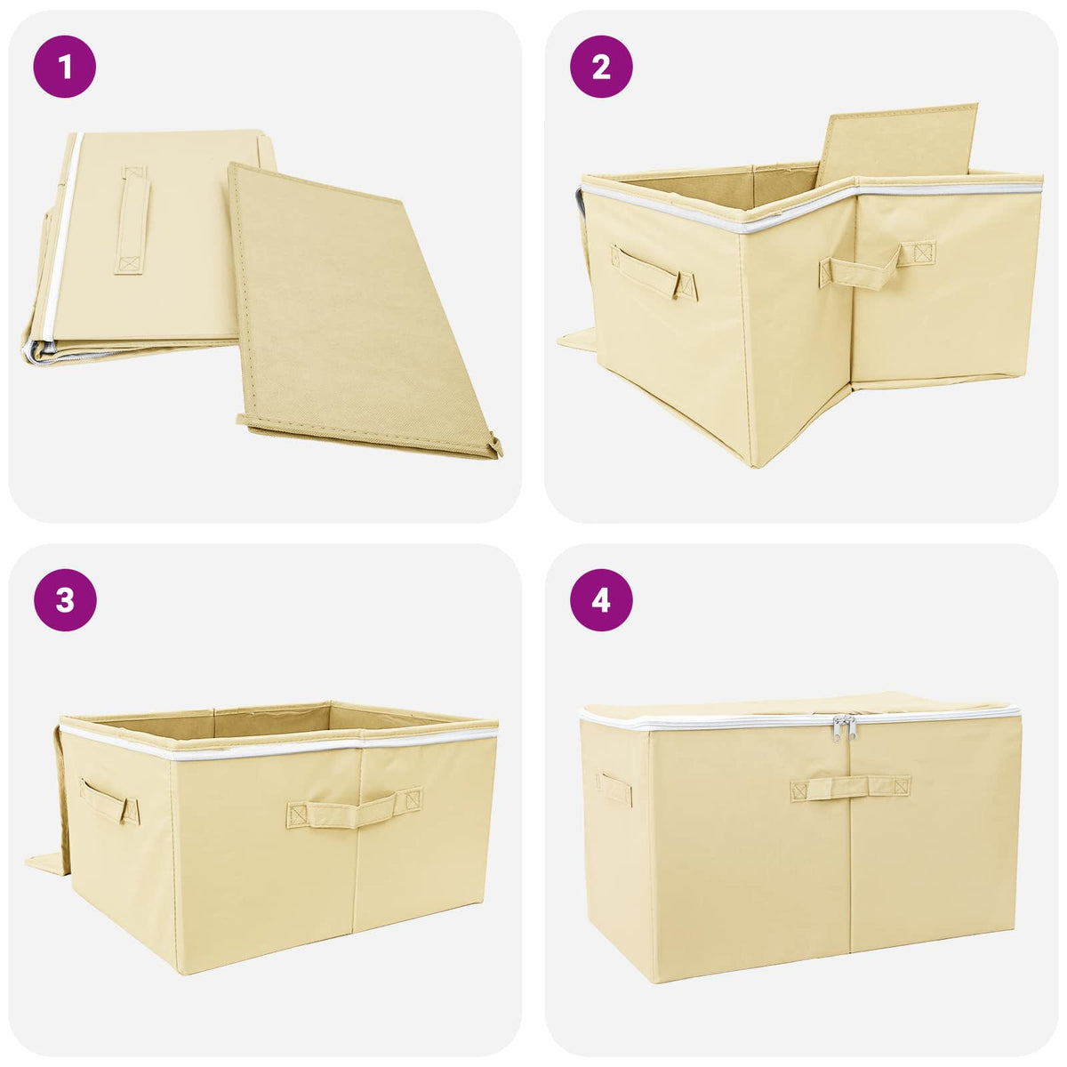 Storage Box 6 pcs Non-woven fabric 60 x 43 x 35 cm 90.3 L Cream