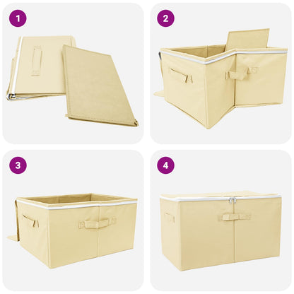 Storage Box 6 pcs Non-woven fabric 60 x 43 x 35 cm 90.3 L Cream