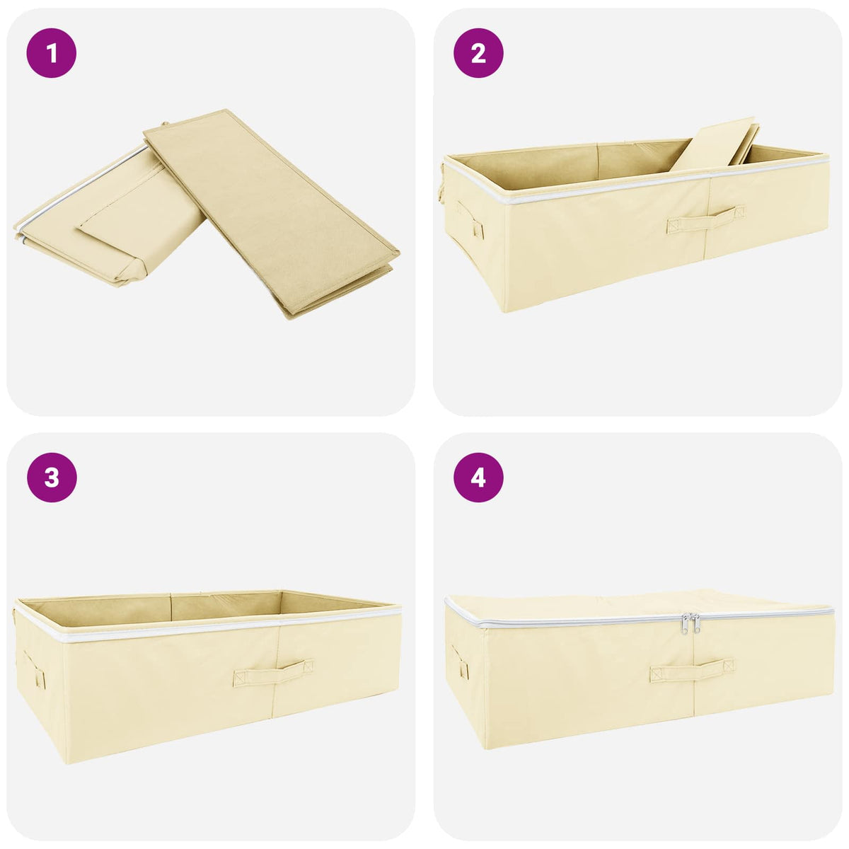 Storage Box 6 pcs Non-woven fabric 70 x 40 x 18 cm 50.4 L Cream