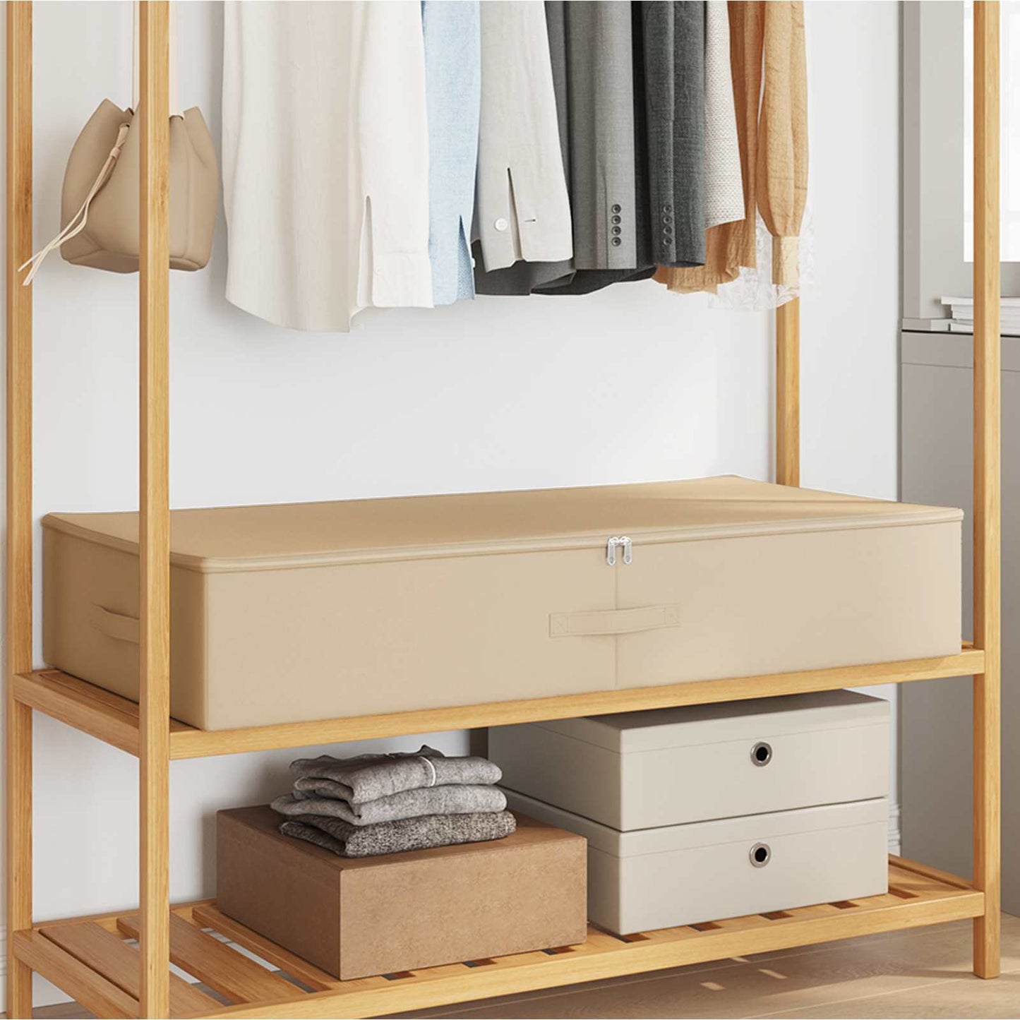 Storage Box 2 pcs Cream 100 x 50 x 18 cm Non-woven fabric