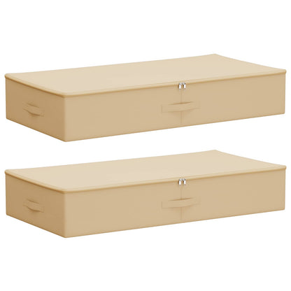 Storage Box 2 pcs Cream 100 x 50 x 18 cm Non-woven fabric