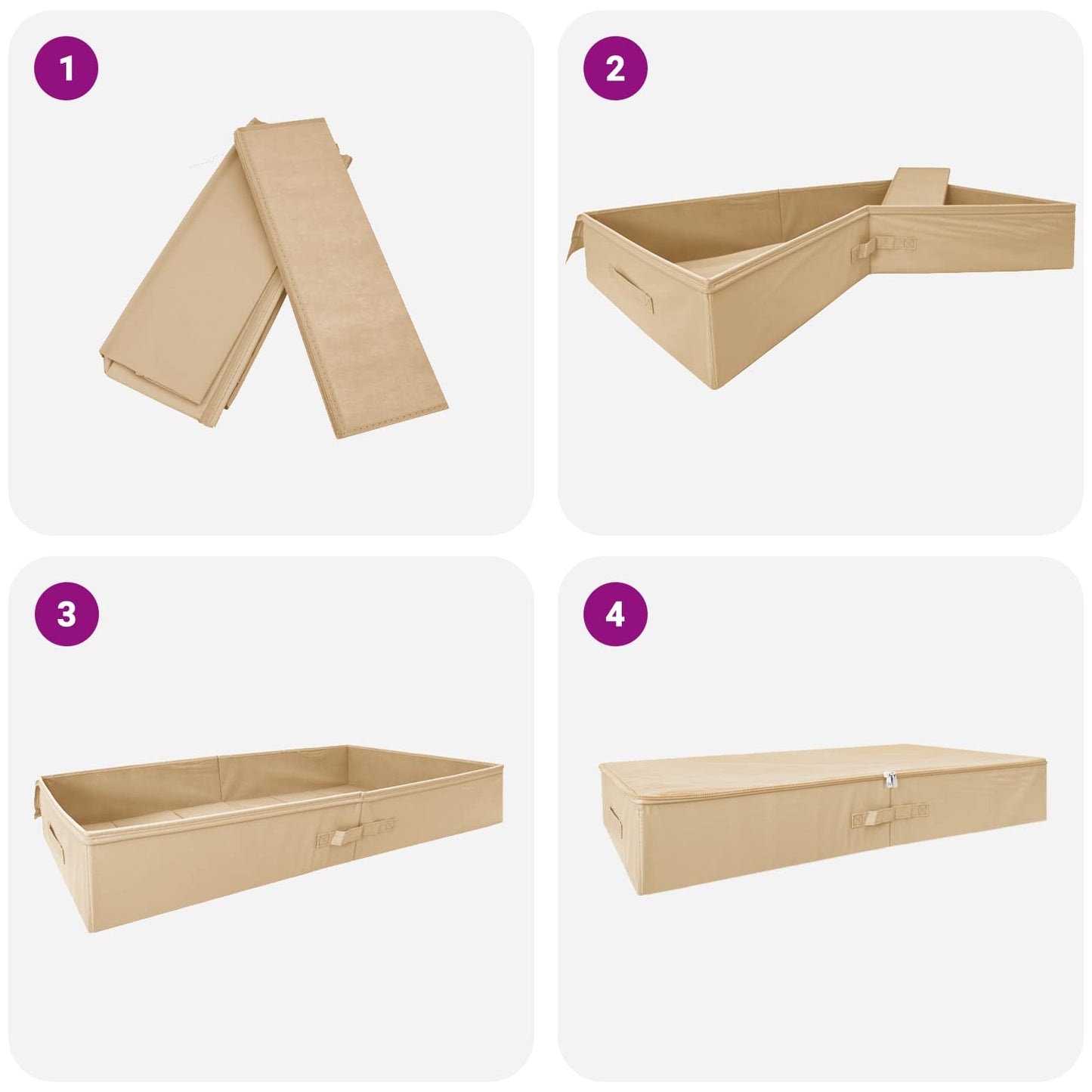 Storage Box 2 pcs Cream 100 x 50 x 18 cm Non-woven fabric