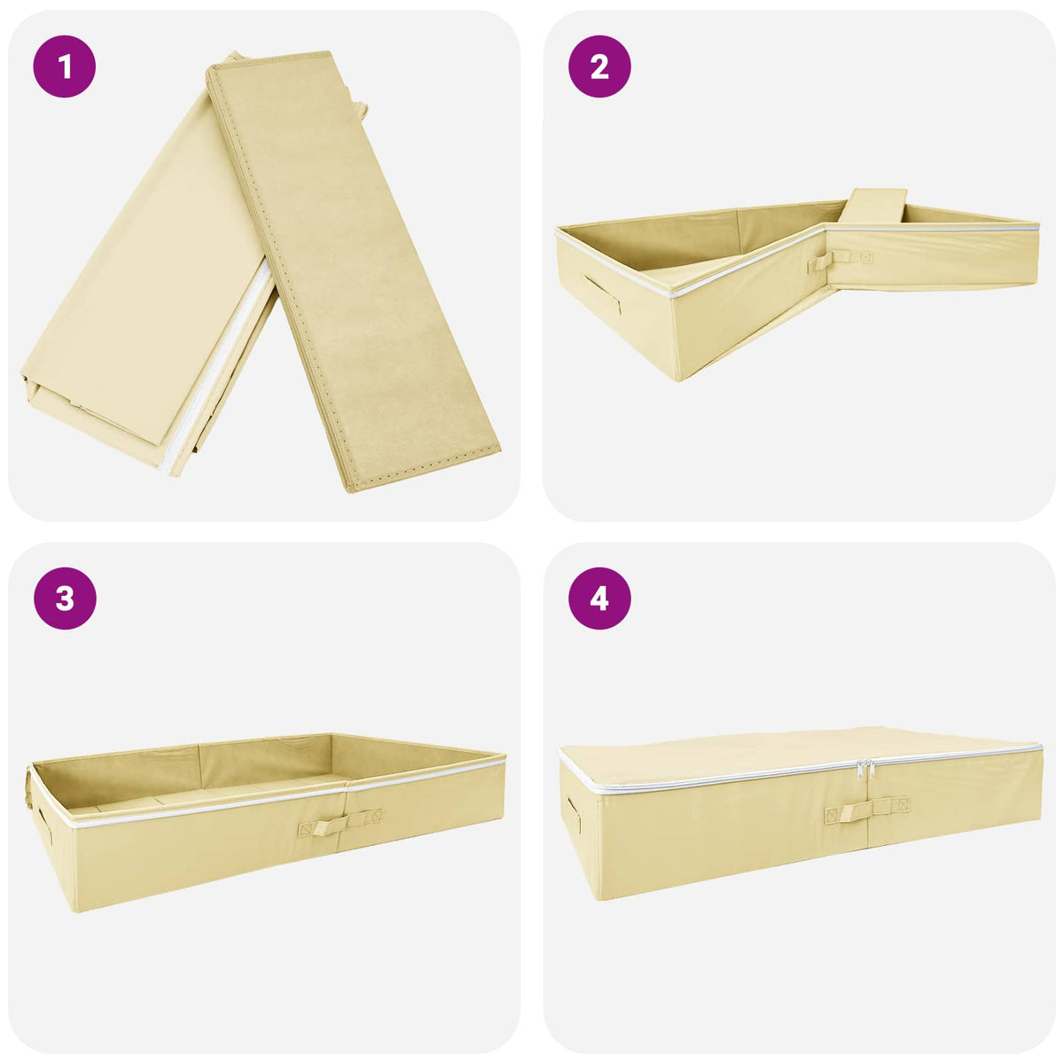 Storage Box 24 pcs Non-woven fabric 100 x 50 x 18 cm 90 L Cream