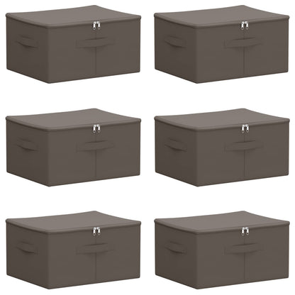 Storage Box 6 pcs Grey 50 x 30 x 25 cm Non-woven fabric