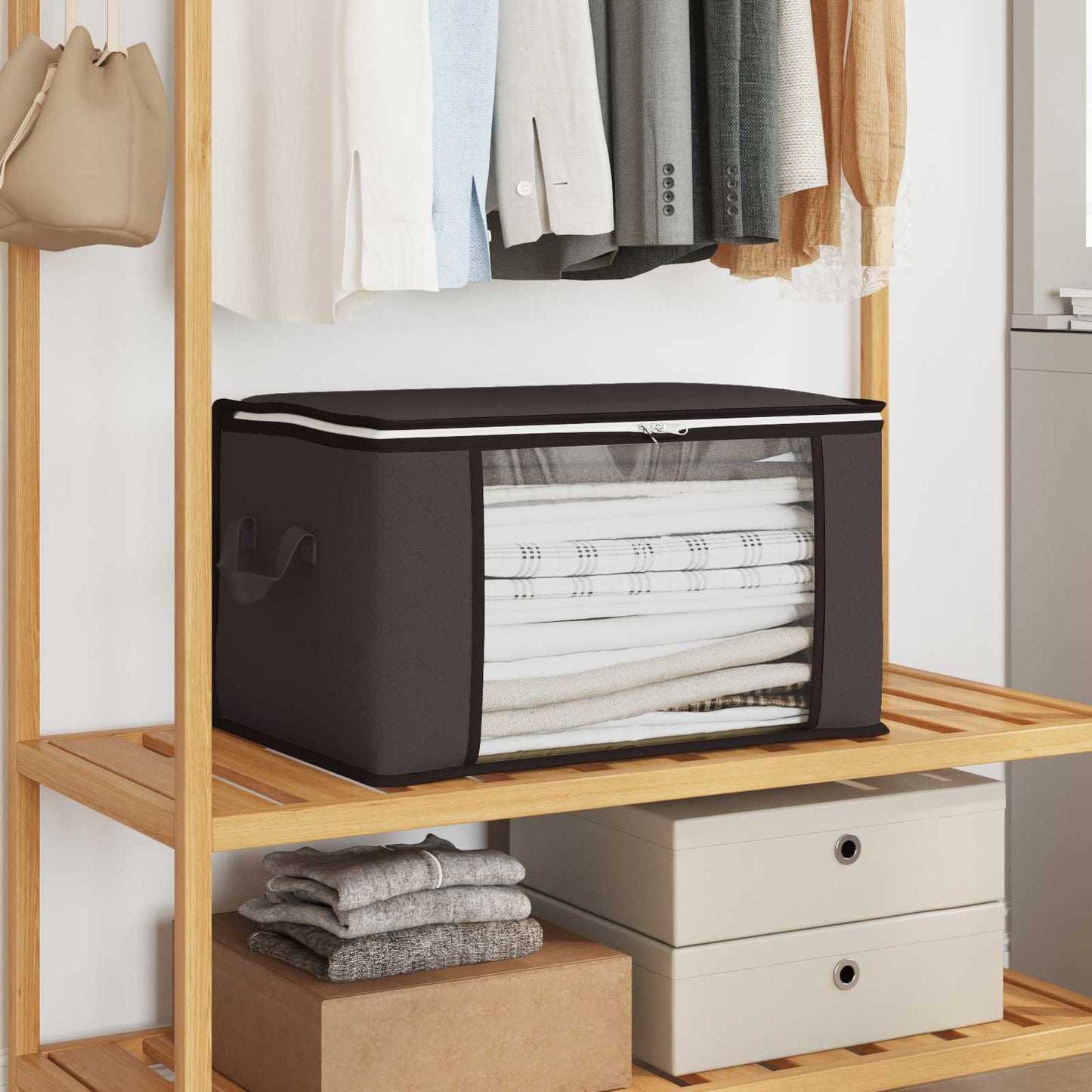 Storage Box with Transparent Side Window 2 pcs Anthracite