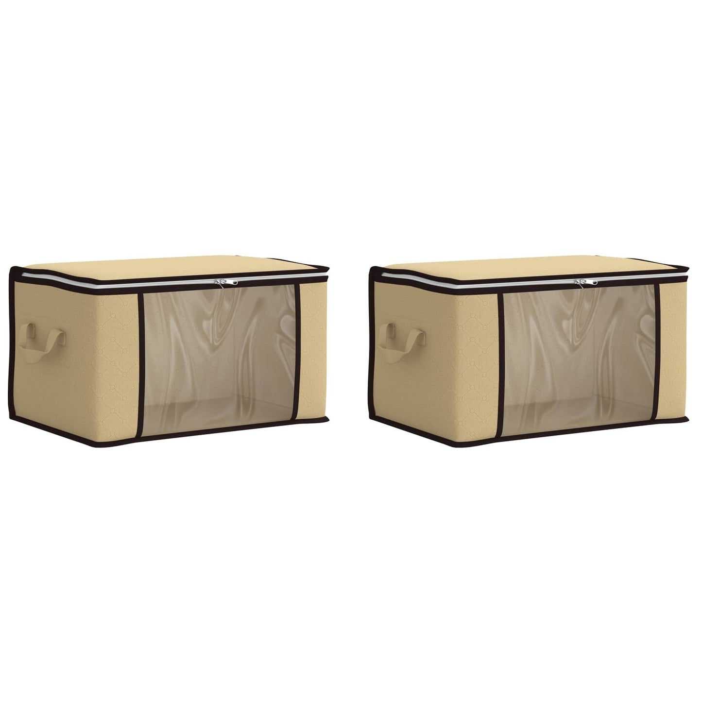 Storage Box with Transparent Side Window 2 pcs Cream