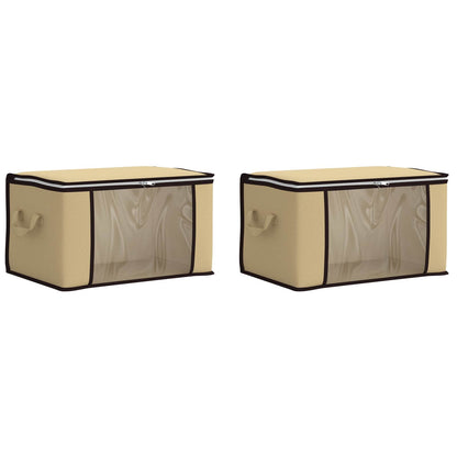 Storage Box with Transparent Side Window 2 pcs Cream