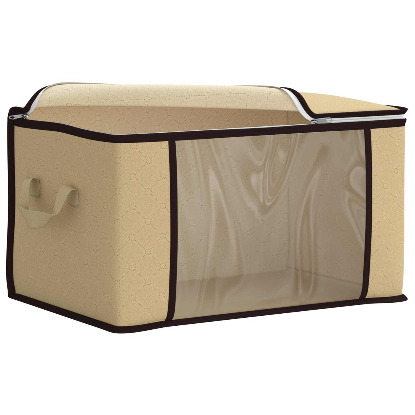 Storage Box with Transparent Side Window 2 pcs Cream