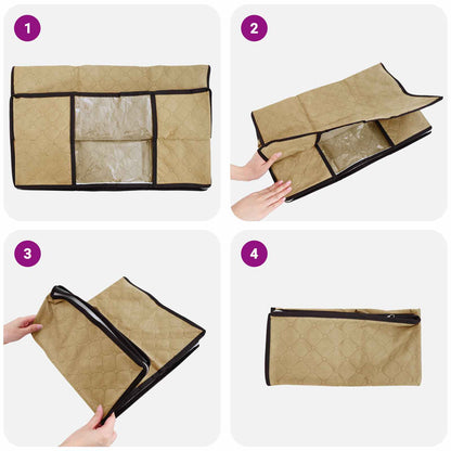 Storage Box with Transparent Side Window 2 pcs Cream