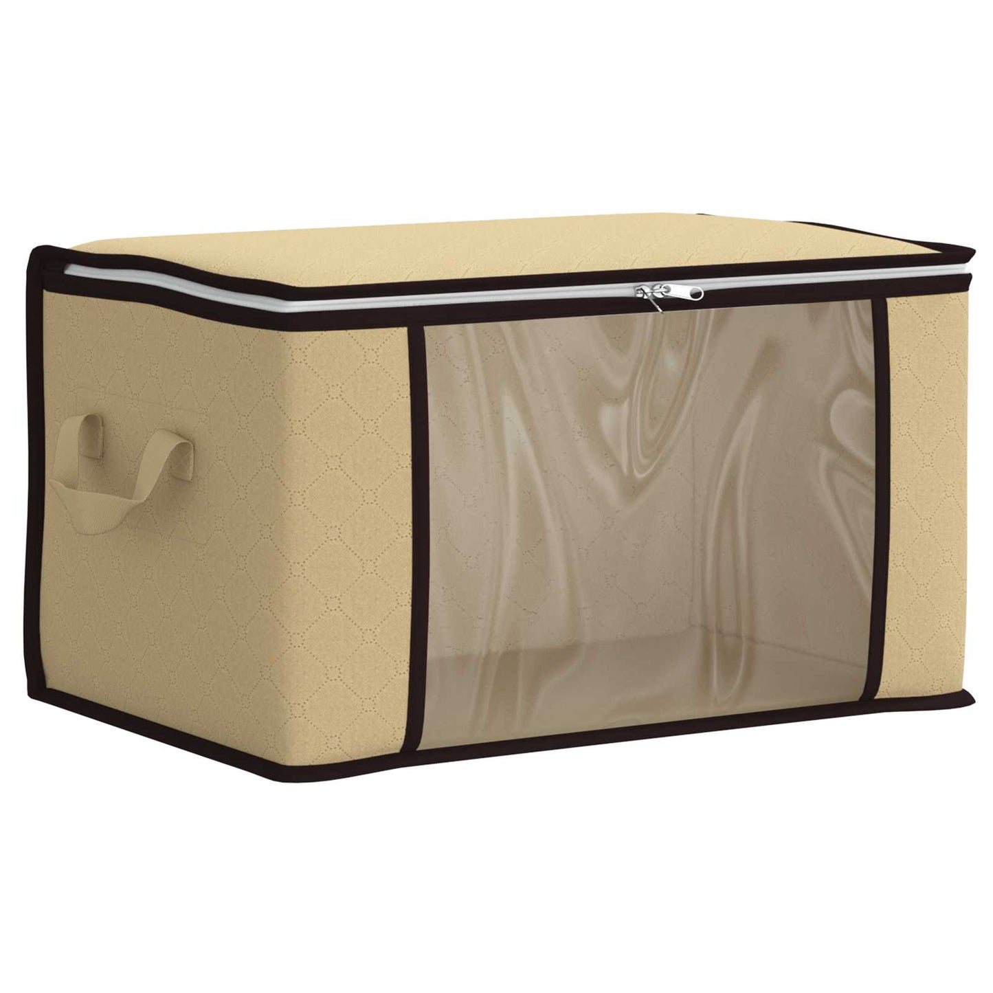 Storage Box with Transparent Side Window Cream 50 x 30 x 25 cm
