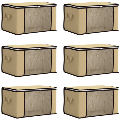Storage Box with Transparent Side Window 6 pcs Cream